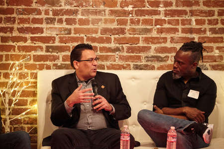 LOS ANGELES, UNITED STATES - Feb 09, 2019: Weedweek Recharge LA: Donny Alexander of WeekWeek, Tom Digiovanni of Cannadescent, Hilary Bricken of Harris Bricken, Bryant Mitchell of Blaq Starのeditorial素材