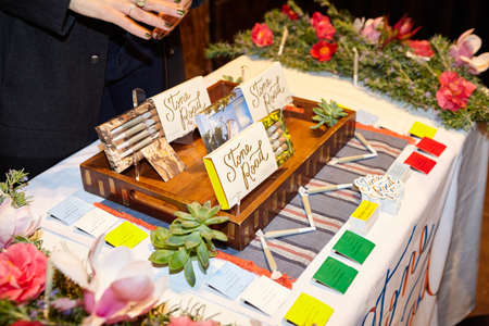 LOS ANGELES, UNITED STATES - Feb 09, 2019: Stone Road prerolls vendor table. Cannabis industry...