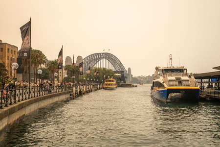 SYDNEY, AUSTRALIA - Dec 06, 2019: View from Circular Quay on the pollution affecting Sydney city....