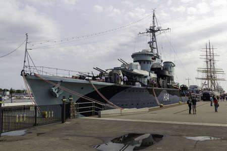 GDYNIA, POLAND - Aug 06, 2019: ORP Blyskawica battleship. The navy ship dating back to 1935 is a...