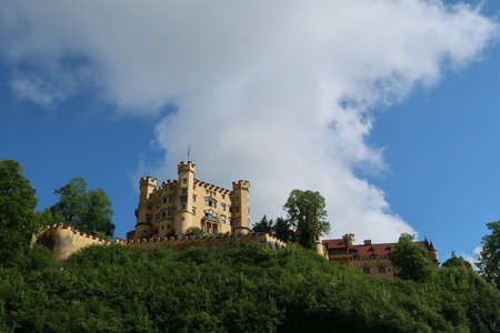 A beautiful scenery of a big castle in a mountain landscapeのeditorial素材