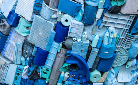 A beautiful shot of different kinds of blue plastic objectsの写真素材