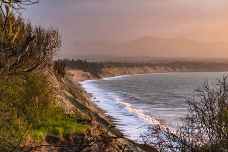 The bluffs of Sequim Washington at sunset