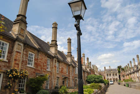WELLS, SOMERSET, ENGLAND, UNITED KINGDOM - May 22, 2019: Vicars' Close, Wells, Somerset, England....