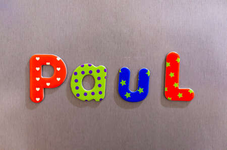 A closeup shot of colorful words spelling out Paulの写真素材
