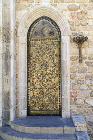 A wide angles shot of the door of a building.の写真素材