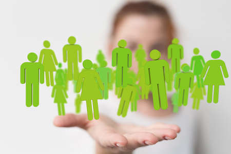 A businessman working with a virtual projection of network connections teamの写真素材