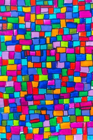 A colorful abstract mosaic of squares and rectanglesの写真素材