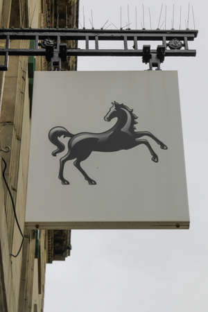 STAFFORD, UNITED KINGDOM - Dec 28, 2019: Sign, logo of Lloyds bank. Lloyds Bank plc is a British retail and commercial bank with branches across England and Wales.のeditorial素材
