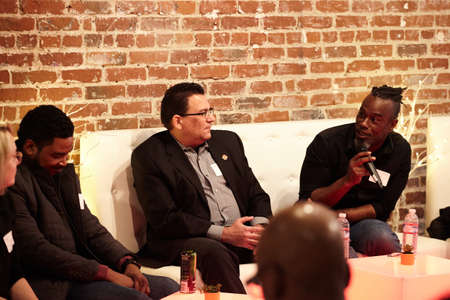 LOS ANGELES, UNITED STATES - Feb 09, 2019: California Stories Panel: Donny Alexander of WeekWeek, Tom Digiovanni of Cannadescent, Hilary Bricken of Harris Bricken, Bryant Mitchell of Blaq Star,のeditorial素材