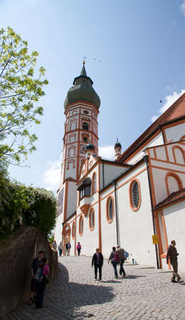 ANDECHS, GERMANY - Jul 20, 2012: The church of the historic monastery Kloster Andechs in Bavariaのeditorial素材