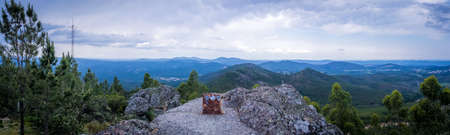 VILA DE REI, PORTUGAL - May 20, 2018: View of the two centuries old Picoto of Melrica, the geodesic landmark that signals the Geodetic Center of Portugal, in Vila de Rei, Portugalのeditorial素材