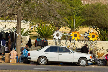 GRAHAMSTOWN, SOUTH AFRICA - Dec 12, 2019: Local African craft markets at the National Arts Festival in Grahamstown in South Africa.のeditorial素材
