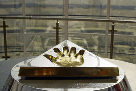 NURSULTAN, KAZAKHSTAN - Sep 09, 2019: 9 September 2019 - Nursultan, Kazakhstan: Baiterek Tower in Nursultan features a gilded hand print of the hand of Nazarbayev, the first President.のeditorial素材