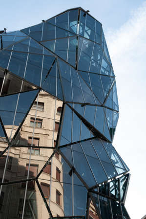 A beautiful shot of a building in Bilbao, Spain with an abstract architectureのeditorial素材