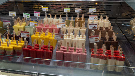 Different types of colorful ice creams in Aruba