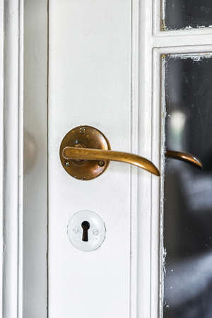 Detail of vintage door with period style door handleの写真素材