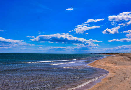 A breathtaking scenery of a beach under a cloudy sky in the Canary Islands, Spainの写真素材