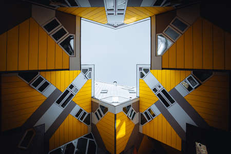 Interesting cubical yellow architecture in Netherlandsのeditorial素材
