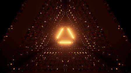 A shot of the triangular shape made out of glowing line and dots