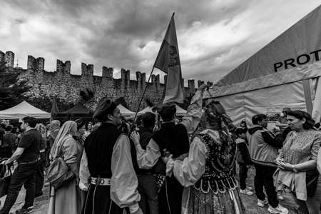 TRENTO, ITALY - Sep 01, 2019: festival of peoples and nations in Trento, Italyのeditorial素材