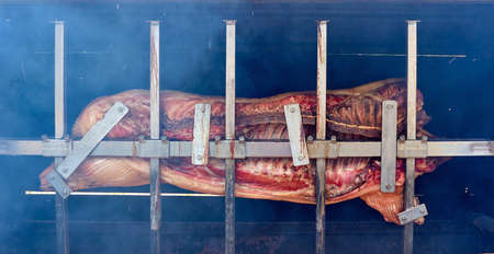 A roasting pig in a restaurant in Bakkerne village - Bornholm island, Denmarkの写真素材