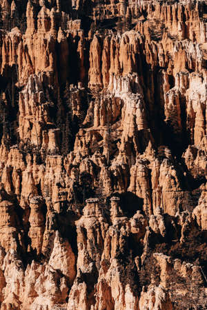 A vertical closeup shot of the brown rocks in a canyonの写真素材