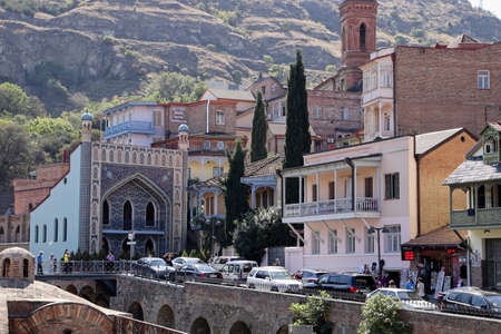 TBILISI, GEORGIA - Sep 22, 2019: The old town of Tbilisi, this is a popular tourist attraction in...