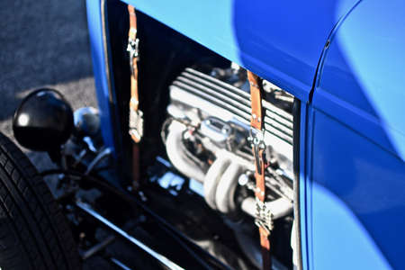 DOWNERS GROVE, UNITED STATES - Jun 07, 2019: A blue Chevrolet during the Downers Grove Car Show -...