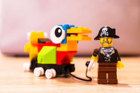 POZNAN, POLAND - Dec 12, 2019: Plastic Lego figurine concept in soft focus background.のeditorial素材