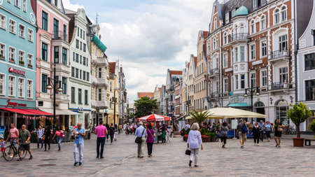 ROSTOCK, GERMANY - Jul 26, 2019: Kropeliner Strasse is Rostock's main pedestrian street which...