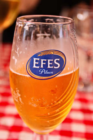 ISTANBUL, TURKEY - Sep 22, 2019: Efes Pilsener is a European Pale Lager style beer brewed by Anadolu Efes Brewery in Istanbul.のeditorial素材