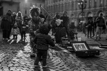 TURIN, ITALY - Jan 20, 2020: children waiting for the moment of the gameのeditorial素材
