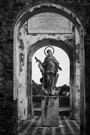 SESTRI LEVANTE, ITALY - Jul 08, 2017: ruins of Saint Catherine in Sestri Levante, Genoa, Liguria, Italyのeditorial素材