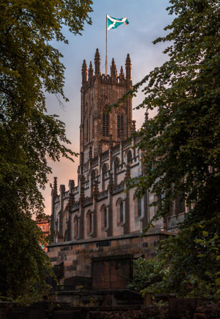 A vertical shot of the medieval building of the Edinburgh Castle in Scotlandのeditorial素材