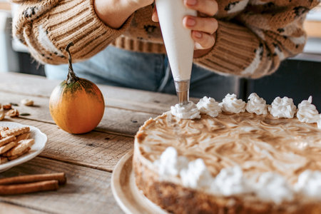 A shot of the cake decorating processの写真素材