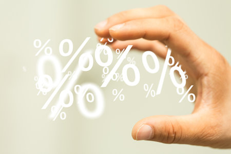 using white and red sales flying icons 3D renderingの写真素材