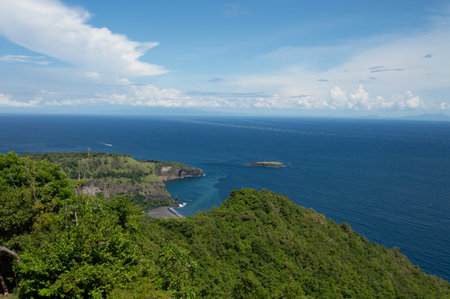 A high angle view of a beautiful ocean scenery at Bali, Indonesia