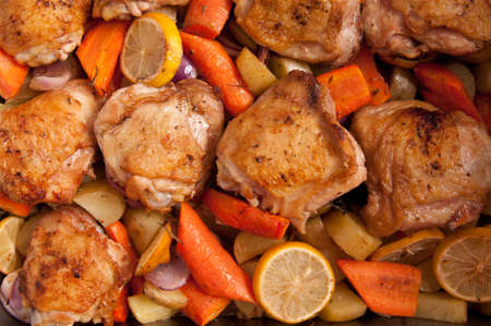 roasted chicken thighs platterの写真素材