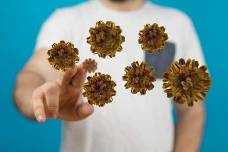 contagious coronavirus pandemic, dangerous virus outbreak 3dの写真素材