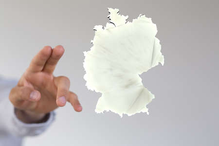 Abstract of germany map network, internet and global connection concept, Wire Frame 3D mesh polygonal network line, design sphere, dot and structureの写真素材