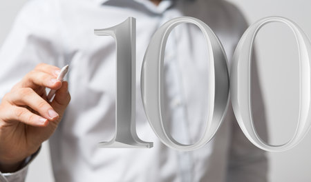 100 Anniversary 3d numbers. Poster template for Celebrating 100 anniversary event partyの写真素材
