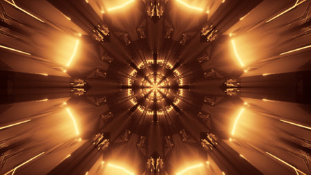A cosmic background with golden laser lights - perfect for a digital wallpaperの写真素材