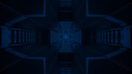 A cosmic background with colorful dark blue laser lights - perfect for a digital wallpaperの写真素材