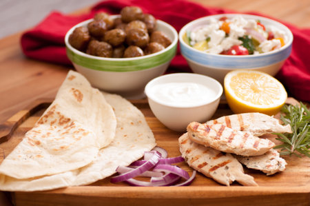 chicken gyro with potatoesの写真素材