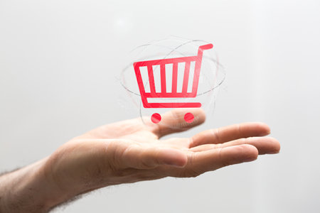 Shopping cart on digital tablet. Shopping online concept.の写真素材