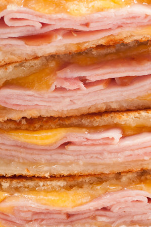 grilled ham with cheese take out sandwichの写真素材