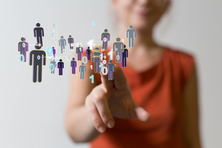 connected symbols for digital, interactive and global communication conceptの写真素材