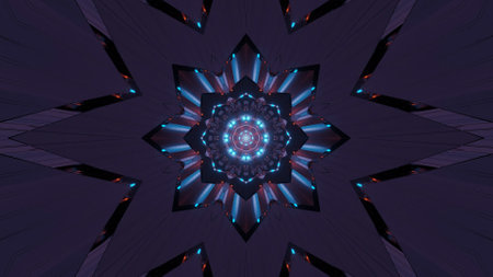 An abstract illustration of a fractal art with neon lights - great for backgrounds and wallpapersの写真素材