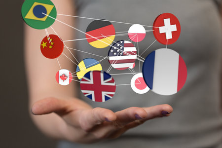 Worldwide international communication concept: cloud of colorfulの写真素材